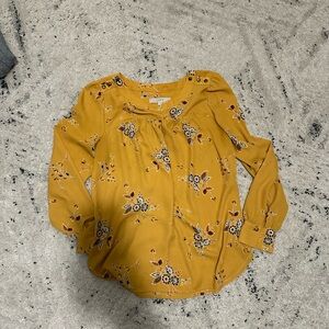 LOFT Mustard Floral Blouse
